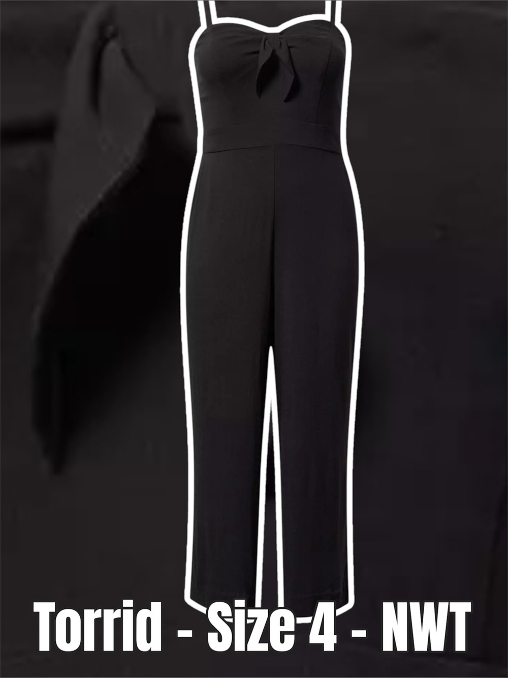 Torrid Black Strapless Tie-Front Wide-Leg Jumpsuit